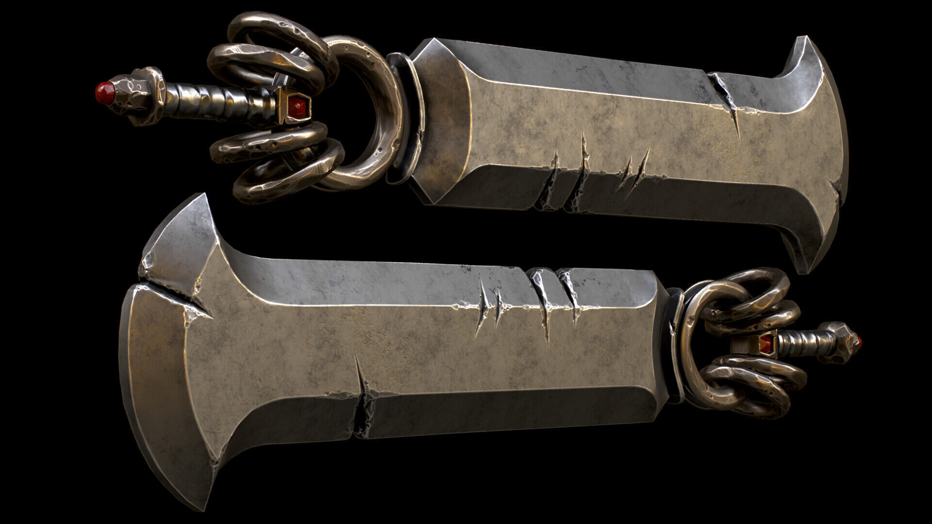 Stylish next generation double edged sword Low-poly 3D model_1