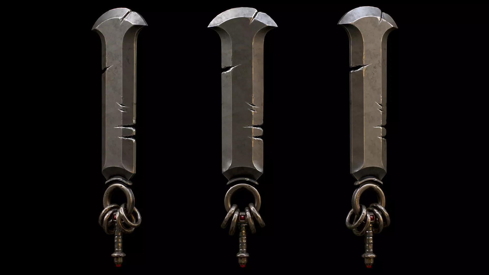 Stylish next generation double edged sword Low-poly 3D model_0