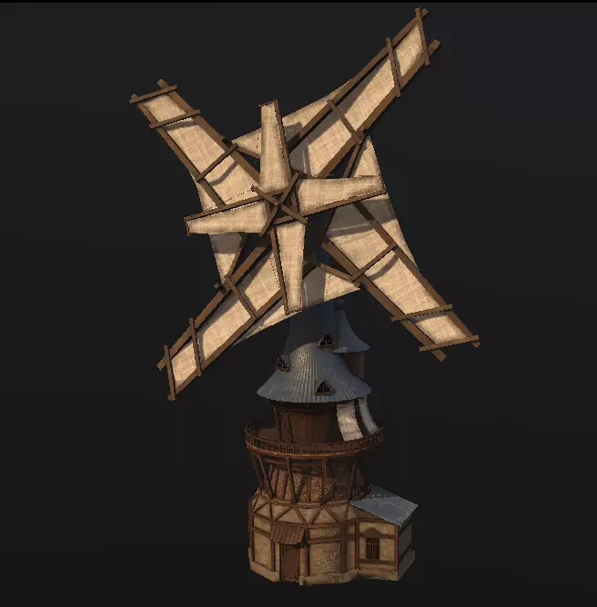 Stylized windmill Low-poly 3D model_0