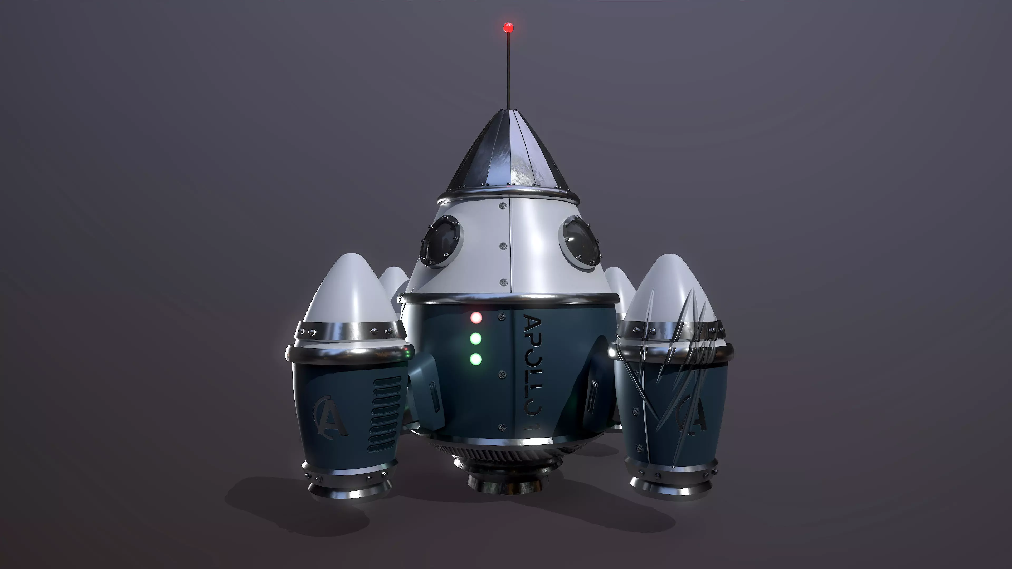 Stylized rocket Low-poly 3D model_0