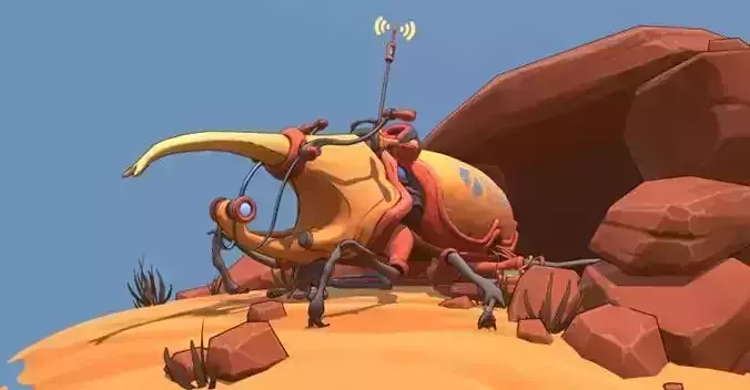 Stylized mechanical beetle