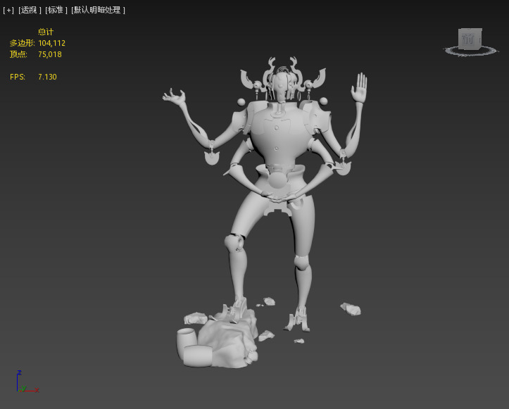 Stylish sacrificial robot Low-poly 3D model_1