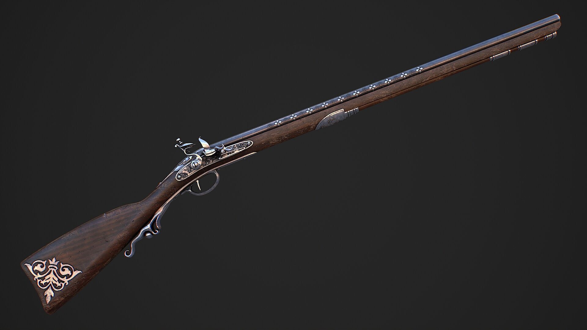 Flintlock Musket Low-poly 3D model_4