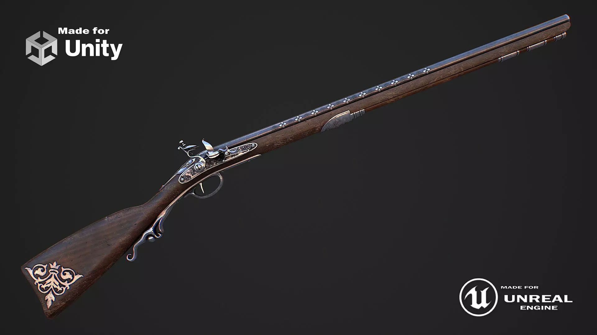 Flintlock Musket Low-poly 3D model_0