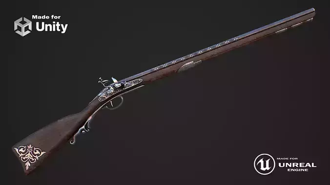 Flintlock Musket Low-poly 3D model