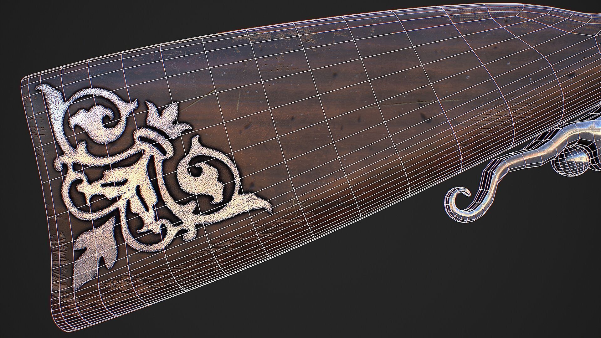 Flintlock Musket Low-poly 3D model_9