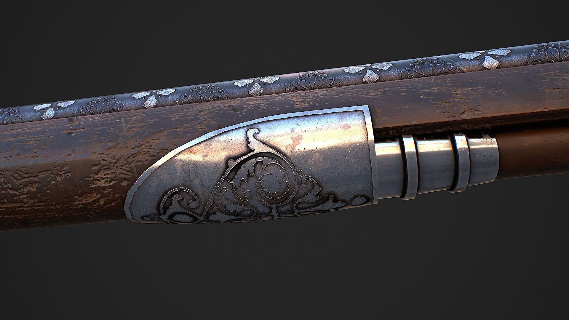 Flintlock Musket Low-poly 3D model_10