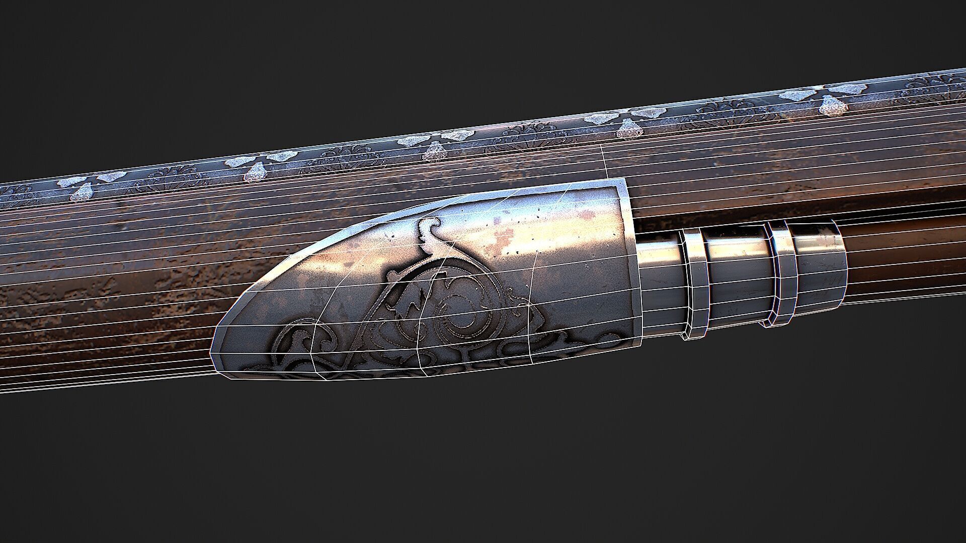 Flintlock Musket Low-poly 3D model_11