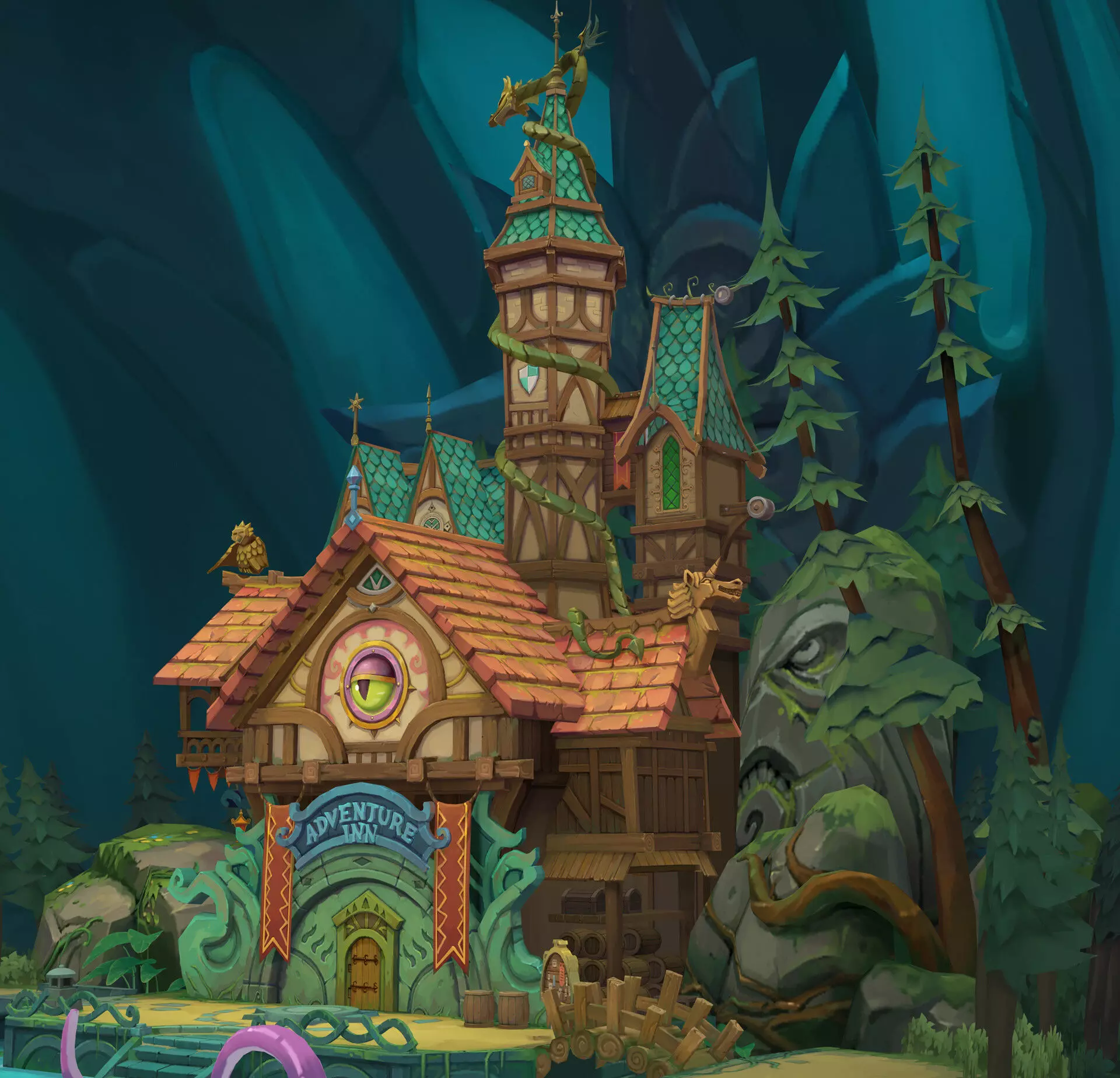 Stylish Magic Forest Cabin Low-poly 3D model_0