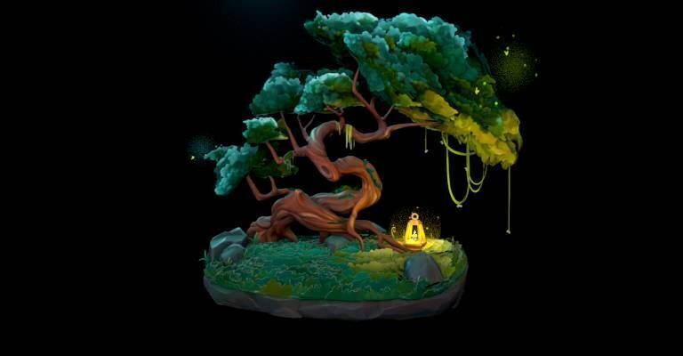 Stylish Magic Tree Low-poly 3D model_1