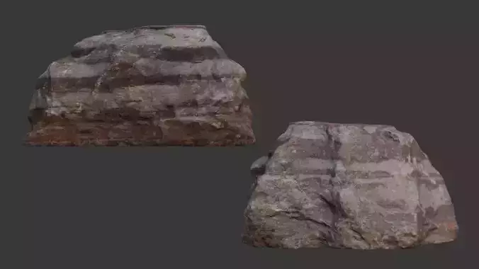 Layered Rock 3D Scan Realistic Stone Model with 4K PBR Textures
