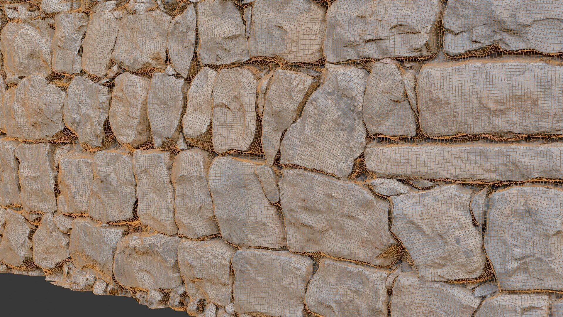 Seamless Stone Wall Texture 4K PBR Scanned Material Low-poly 3D model_2