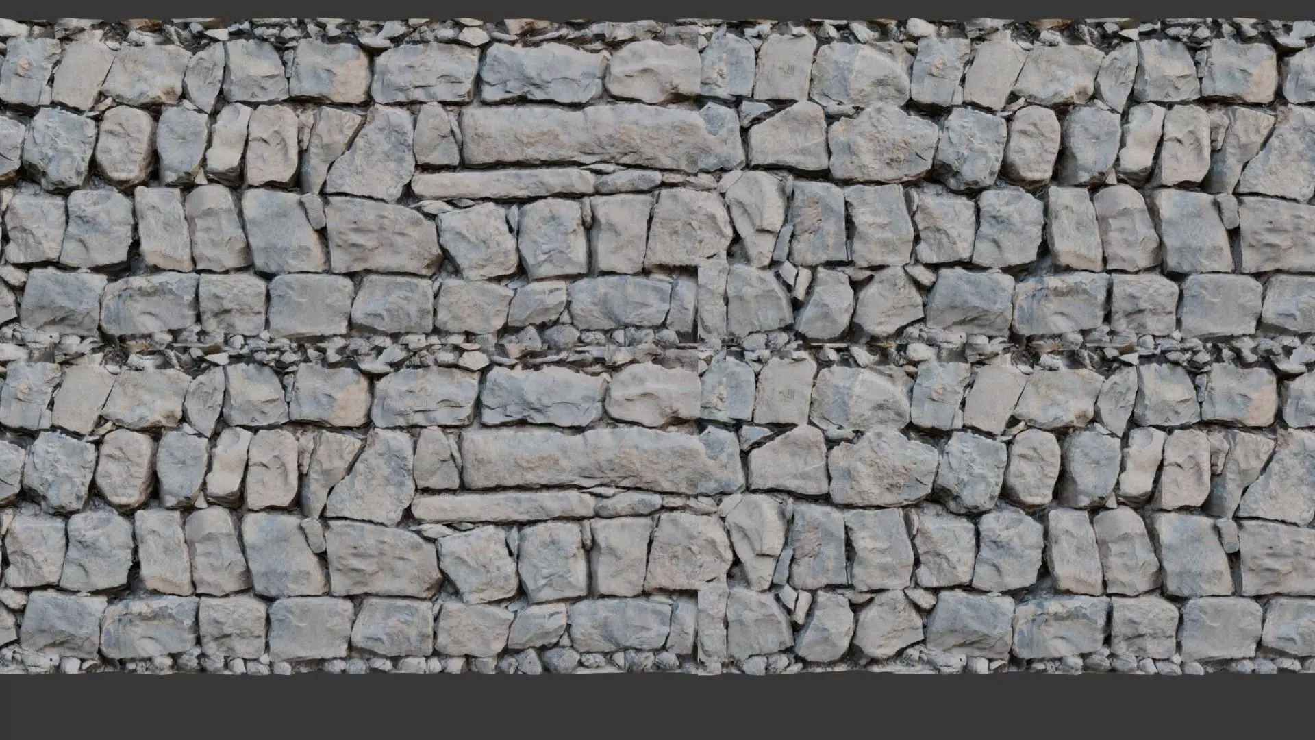 Seamless Stone Wall Texture 4K PBR Scanned Material Low-poly 3D model_0