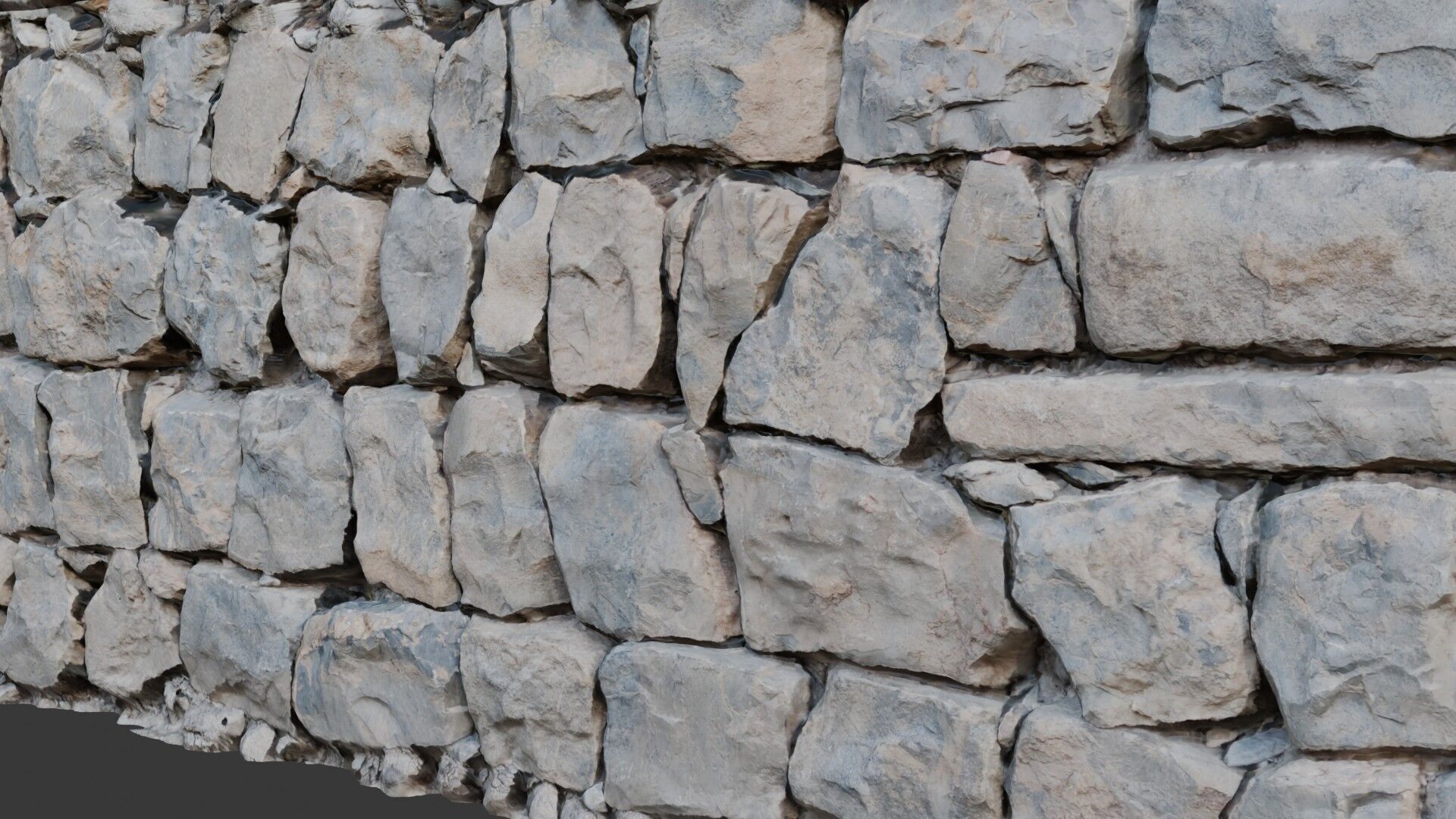 Seamless Stone Wall Texture 4K PBR Scanned Material Low-poly 3D model_1