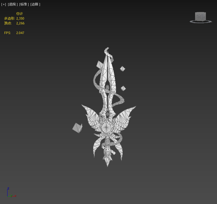 Stylish hand drawn dagger Low-poly 3D model_1