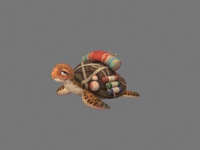 Stylish hand drawn turtle mounts Low-poly 3D model