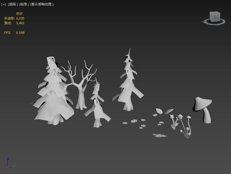 Stylish trees and plants Low-poly 3D model_2