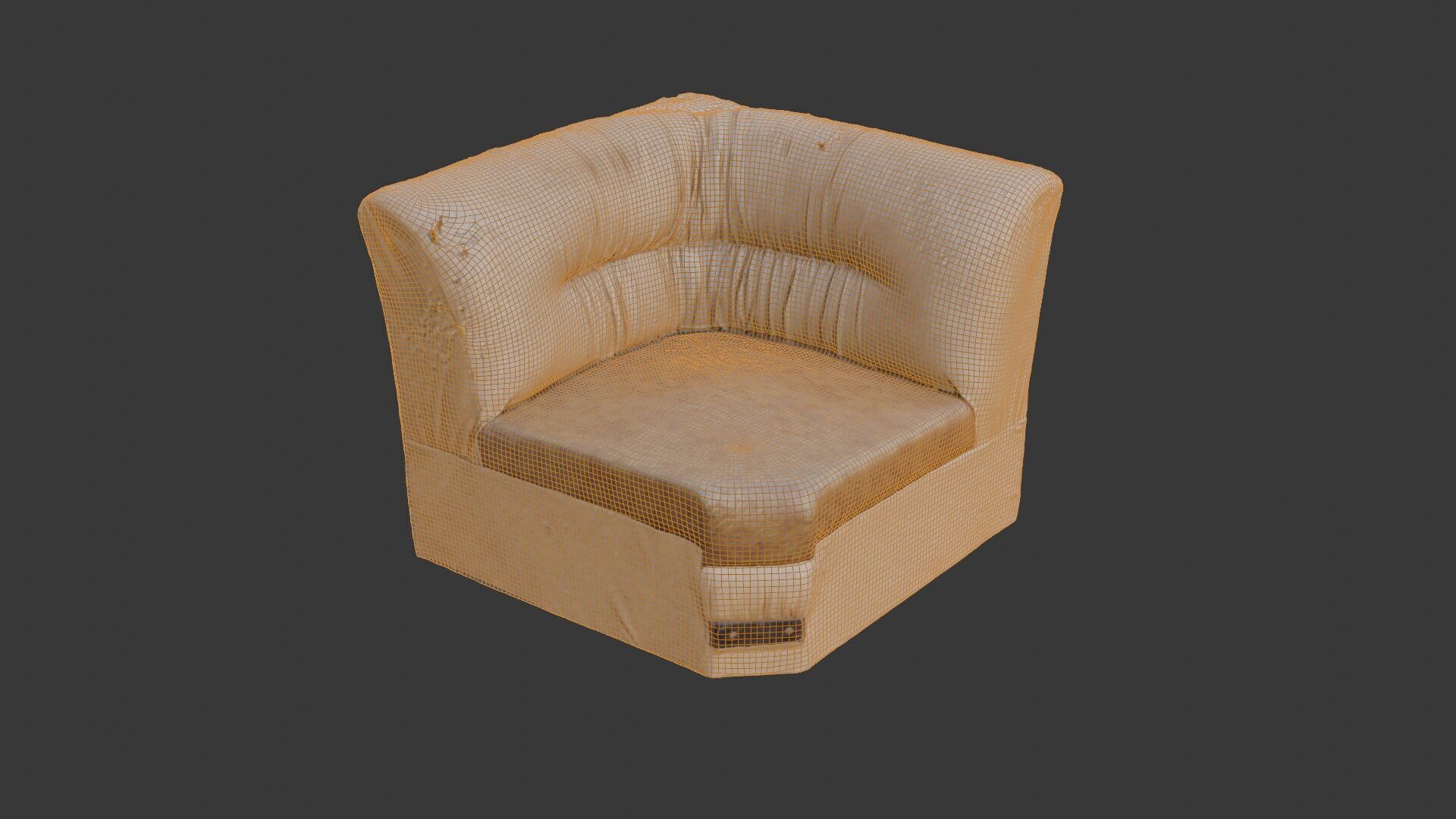 Worn Leather Armchair  3D Scanned Low-Poly Model Low-poly 3D model_2
