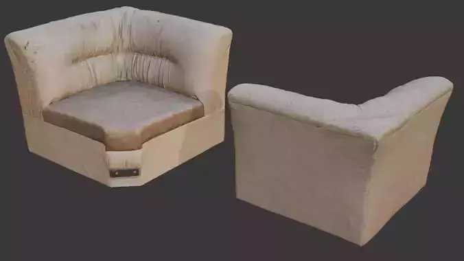 Worn Leather Armchair  3D Scanned Low-Poly Model Low-poly 3D model