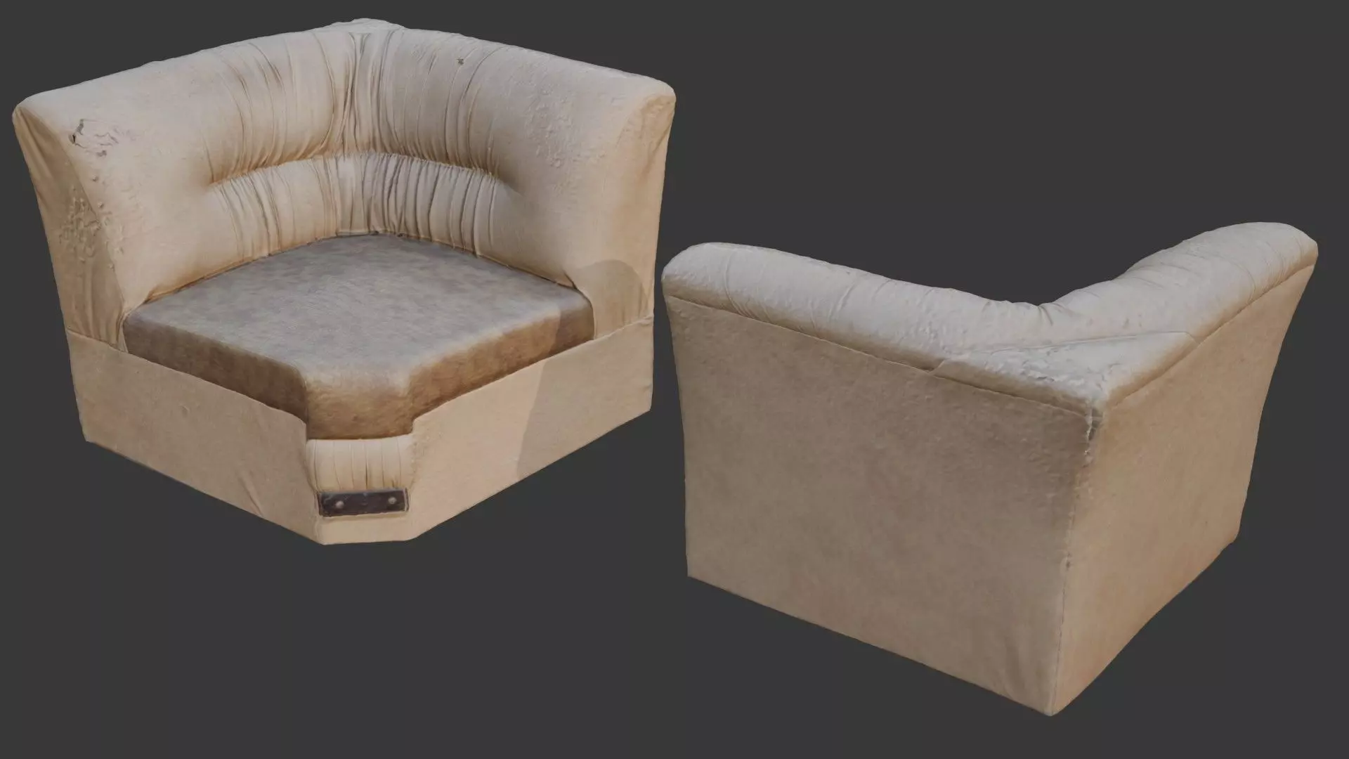Worn Leather Armchair  3D Scanned Low-Poly Model Low-poly 3D model_0