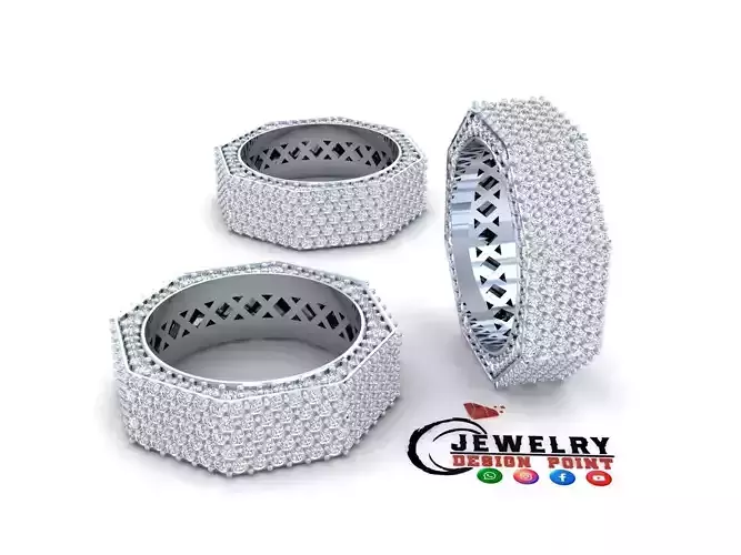 Custom Diamond Ring - Eternity Octagon Diamond Setting Ring 