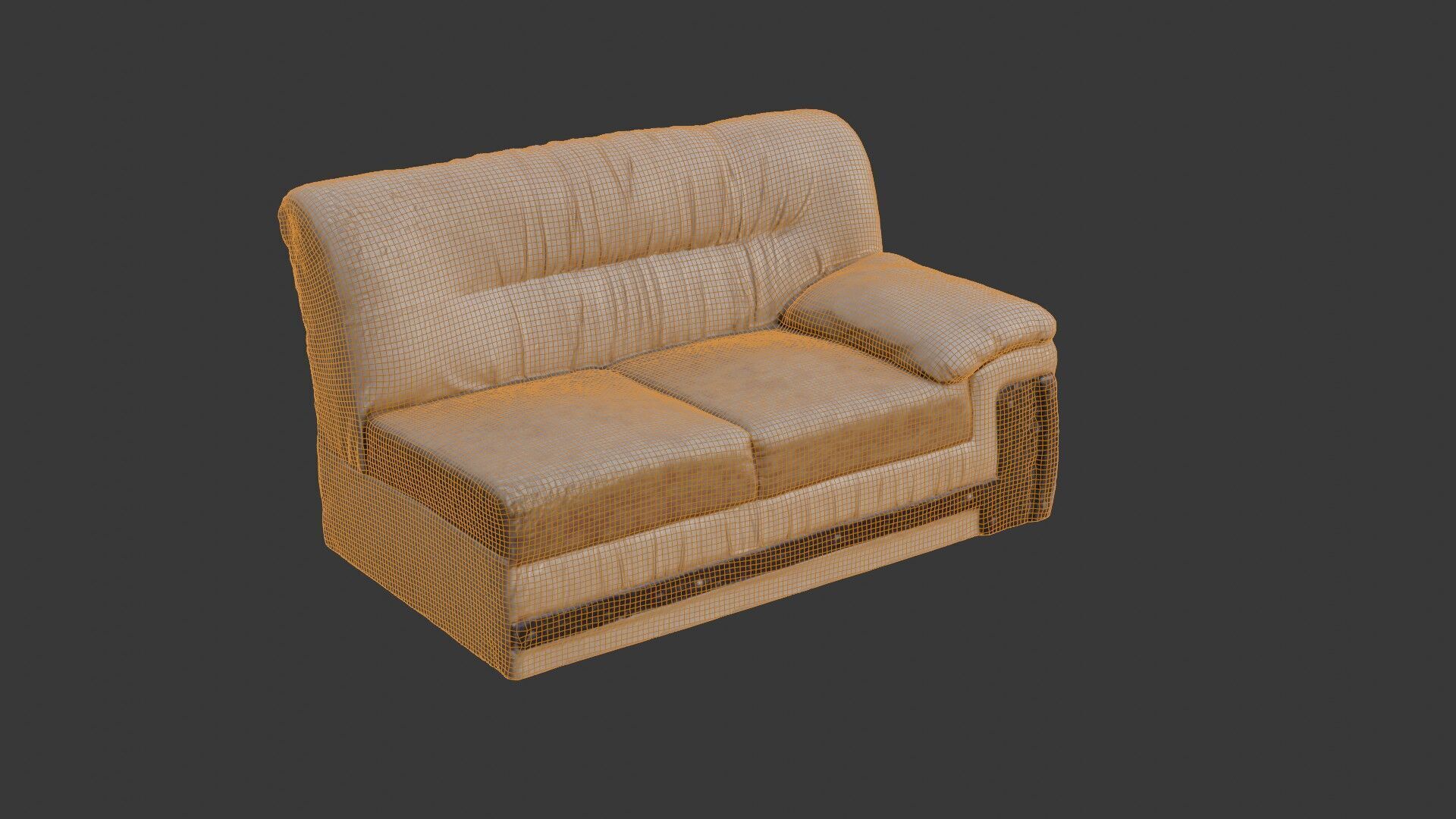Vintage Leather Sofa  3D Scanned Low-Poly Model Low-poly 3D model_2