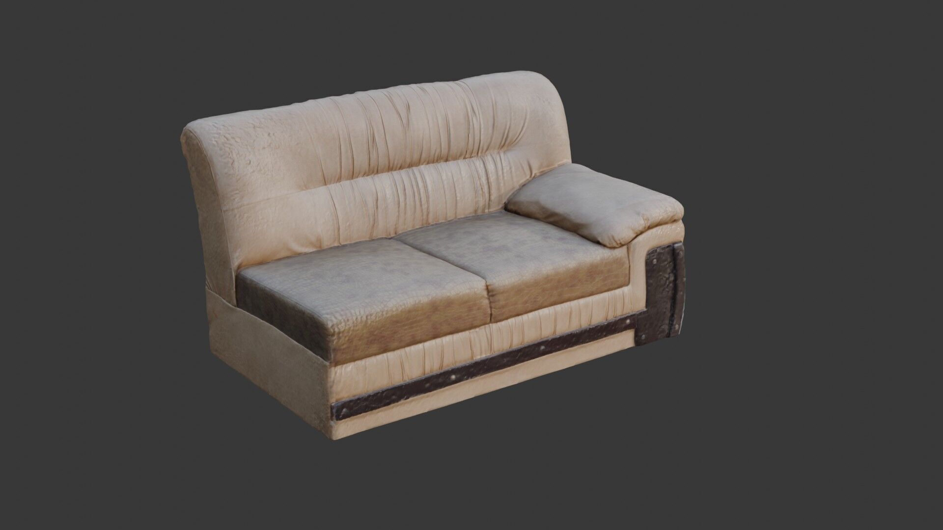 Vintage Leather Sofa  3D Scanned Low-Poly Model Low-poly 3D model_1