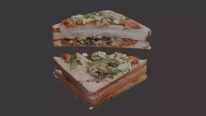 Realistic Chicken Sandwich  3D Scanned Food Model Low-poly 3D model