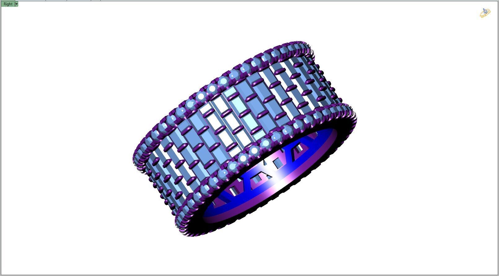 Custom Bling Baguette Eternity Diamond Bend - Eternity Band 3D print model_9