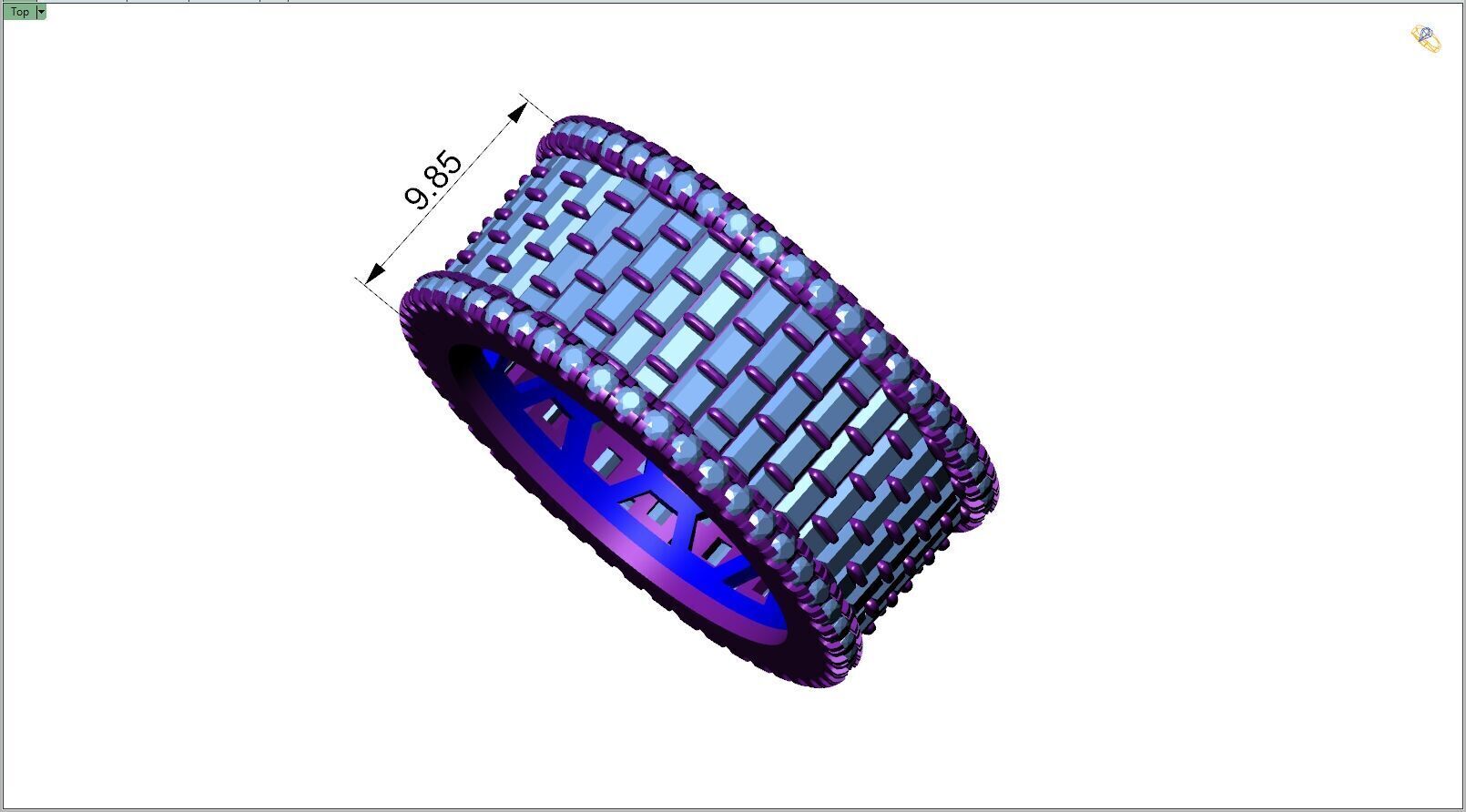 Custom Bling Baguette Eternity Diamond Bend - Eternity Band 3D print model_4