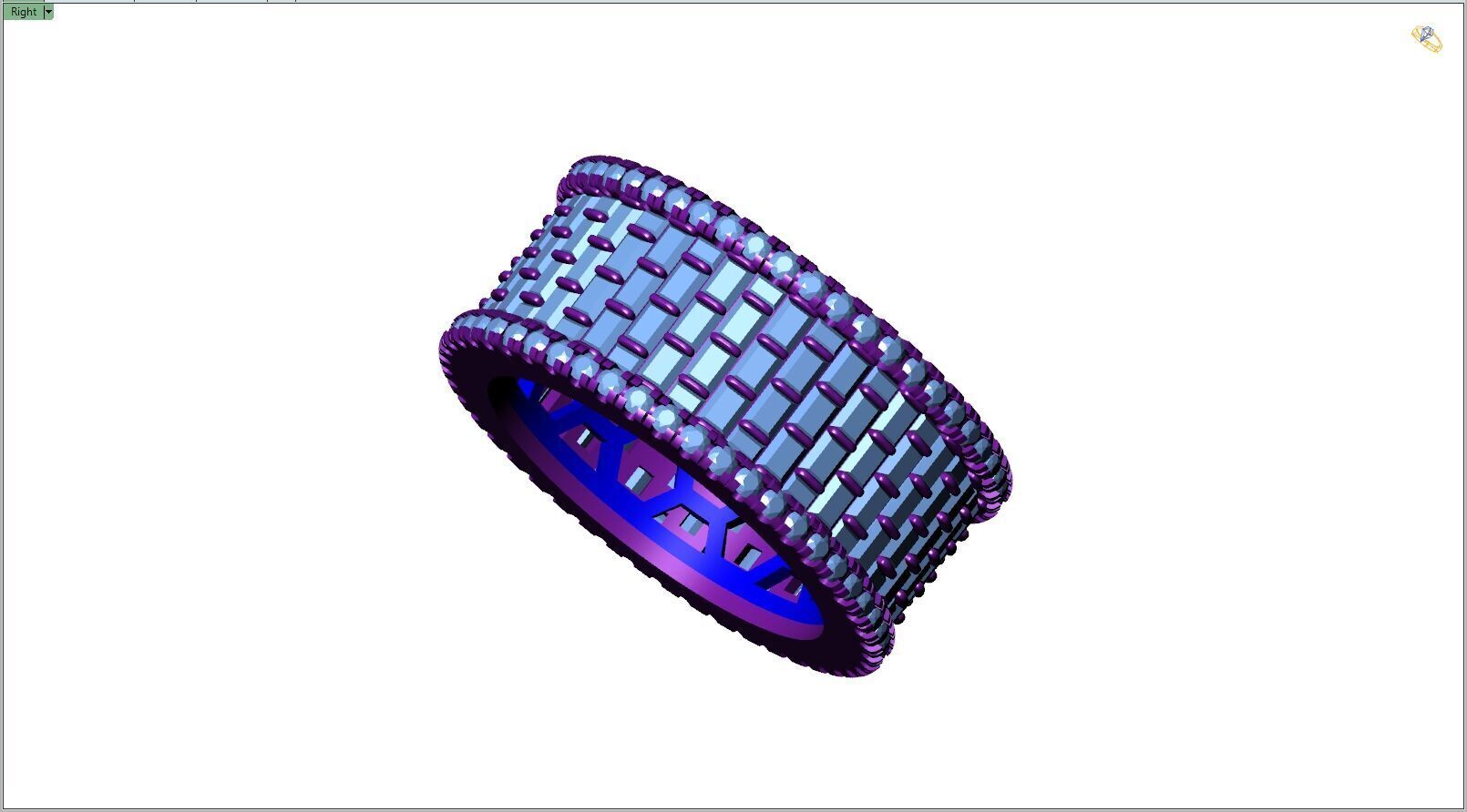 Custom Bling Baguette Eternity Diamond Bend - Eternity Band 3D print model_8
