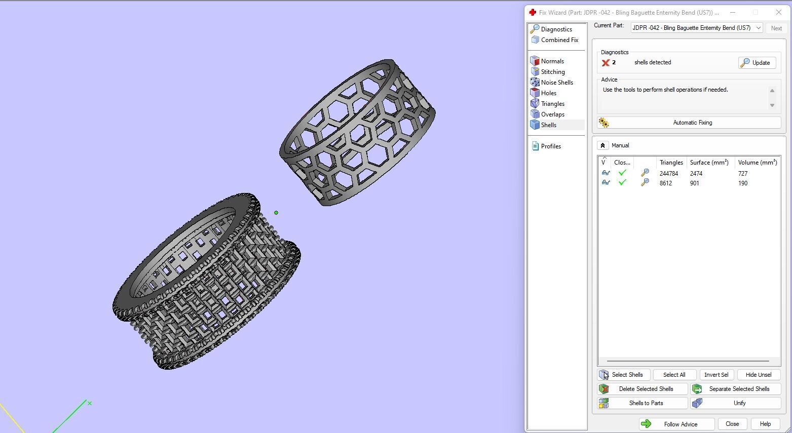 Custom Bling Baguette Eternity Diamond Bend - Eternity Band 3D print model_17