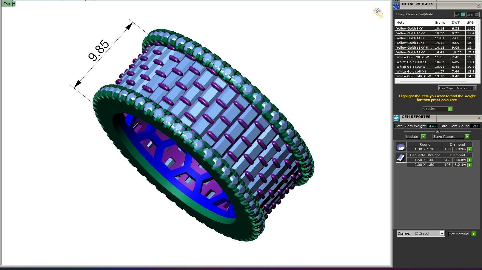 Custom Bling Baguette Eternity Diamond Bend - Eternity Band 3D print model_6