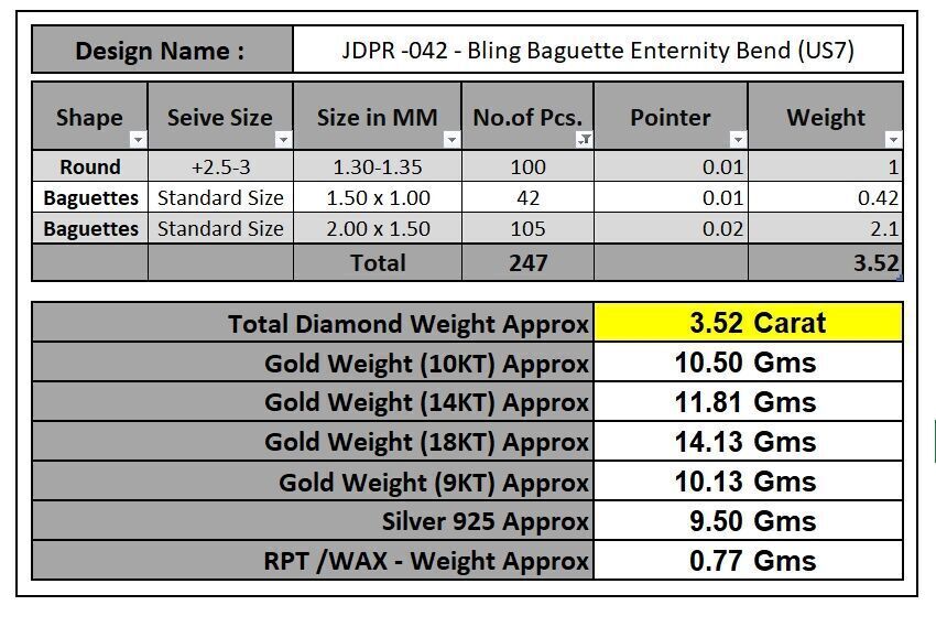 Custom Bling Baguette Eternity Diamond Bend - Eternity Band 3D print model_16