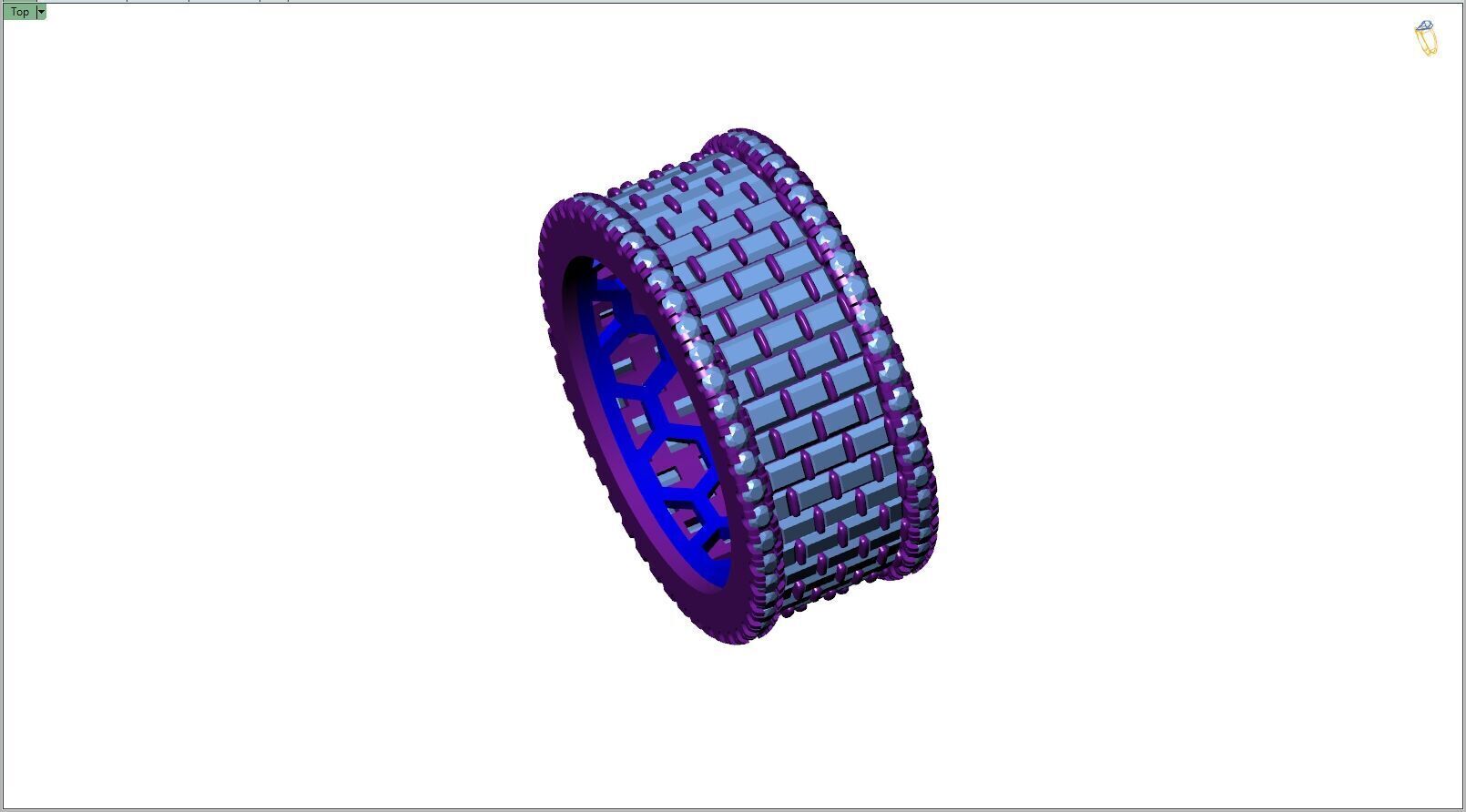 Custom Bling Baguette Eternity Diamond Bend - Eternity Band 3D print model_10