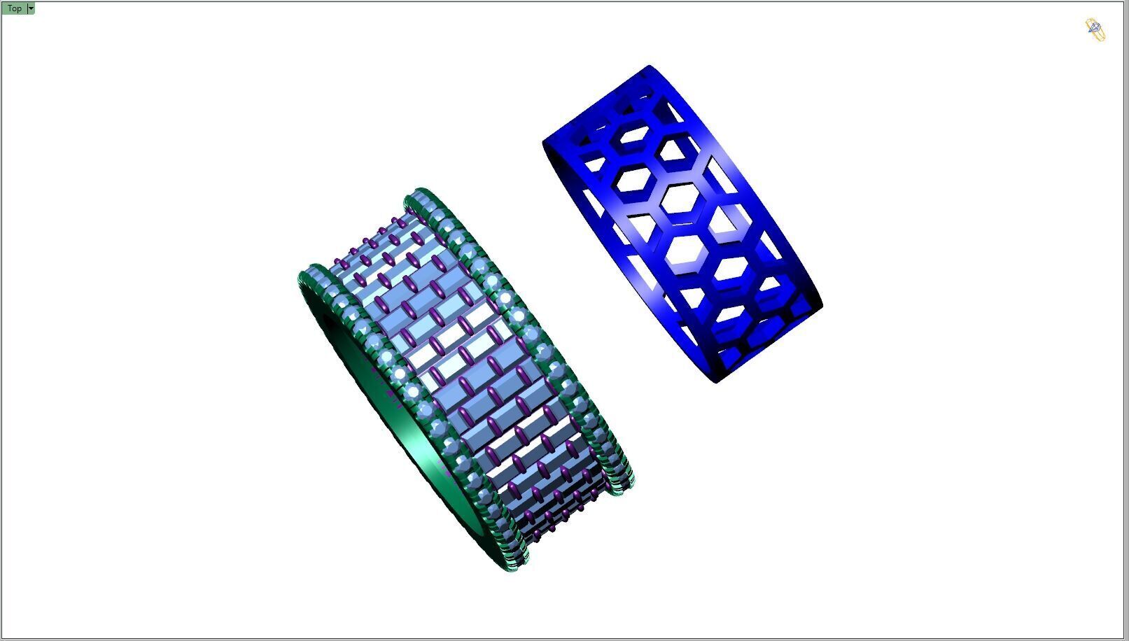 Custom Bling Baguette Eternity Diamond Bend - Eternity Band 3D print model_11