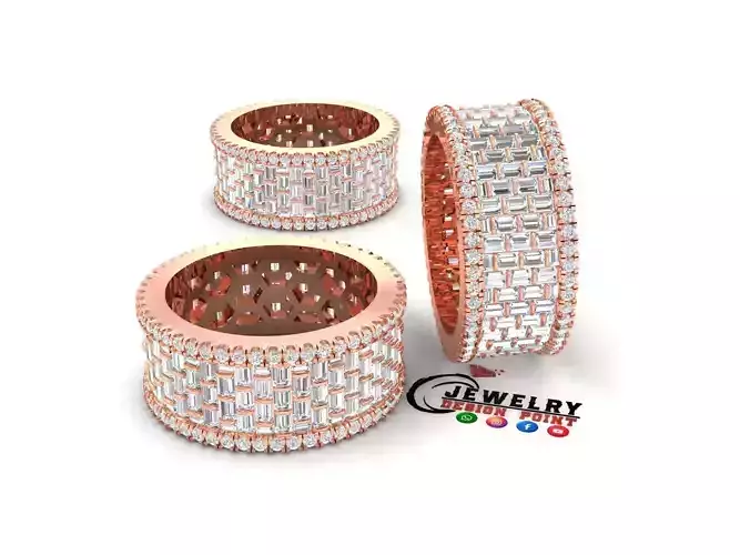 Custom Bling Baguette Eternity Diamond Bend - Eternity Band