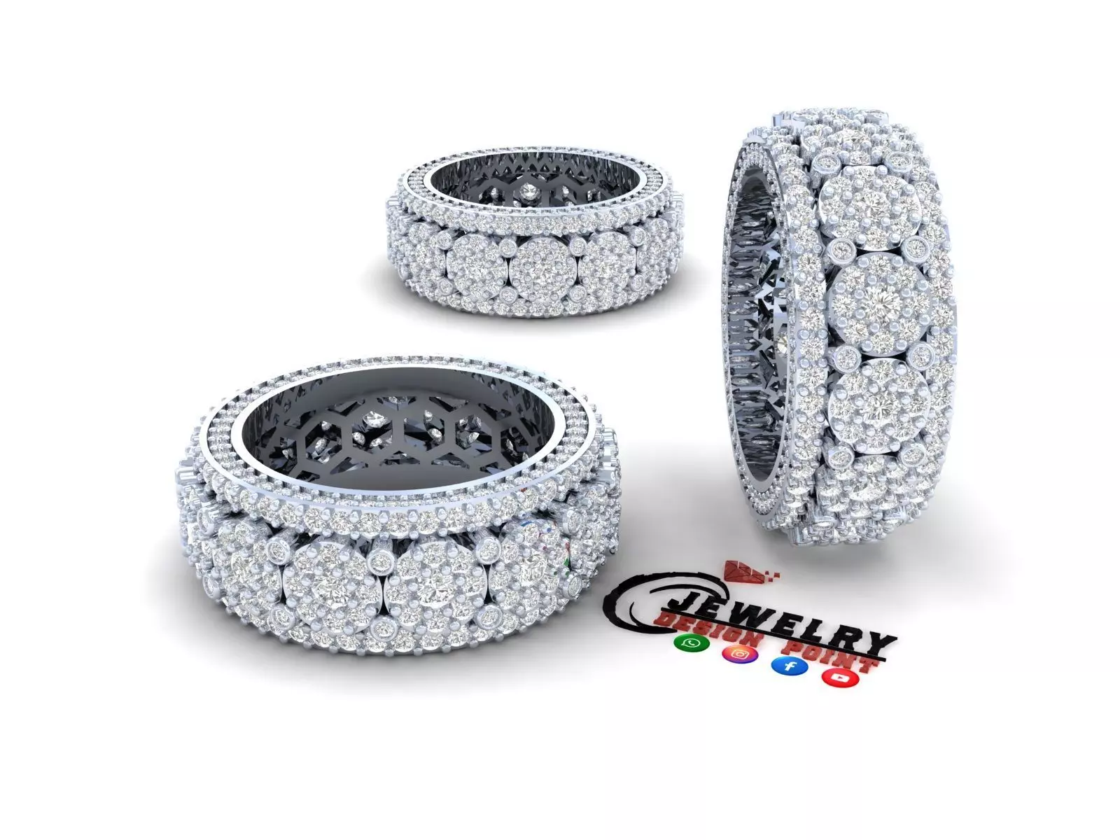 Custom Cluster Eternity Diamond Ring - Eternity Band 3D print model