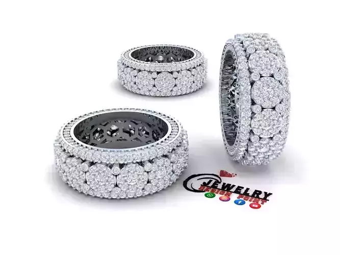 Custom Cluster Eternity Diamond Ring - Eternity Band