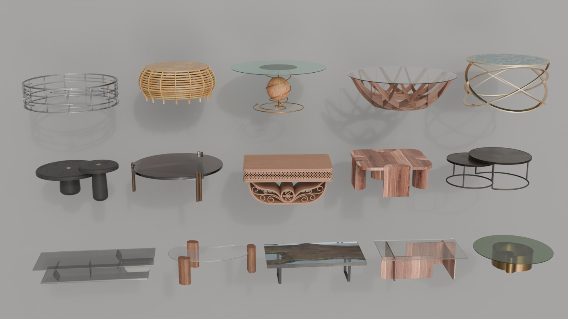 Coffee Tables Pack 3D model_3
