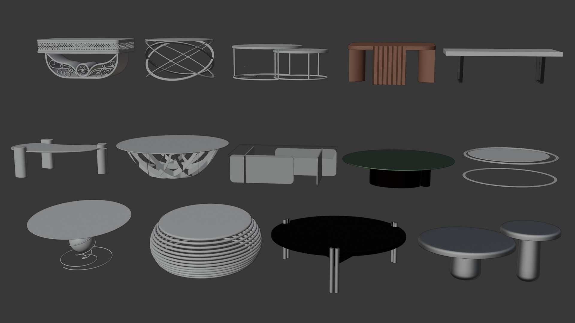 Coffee Tables Pack 3D model_5