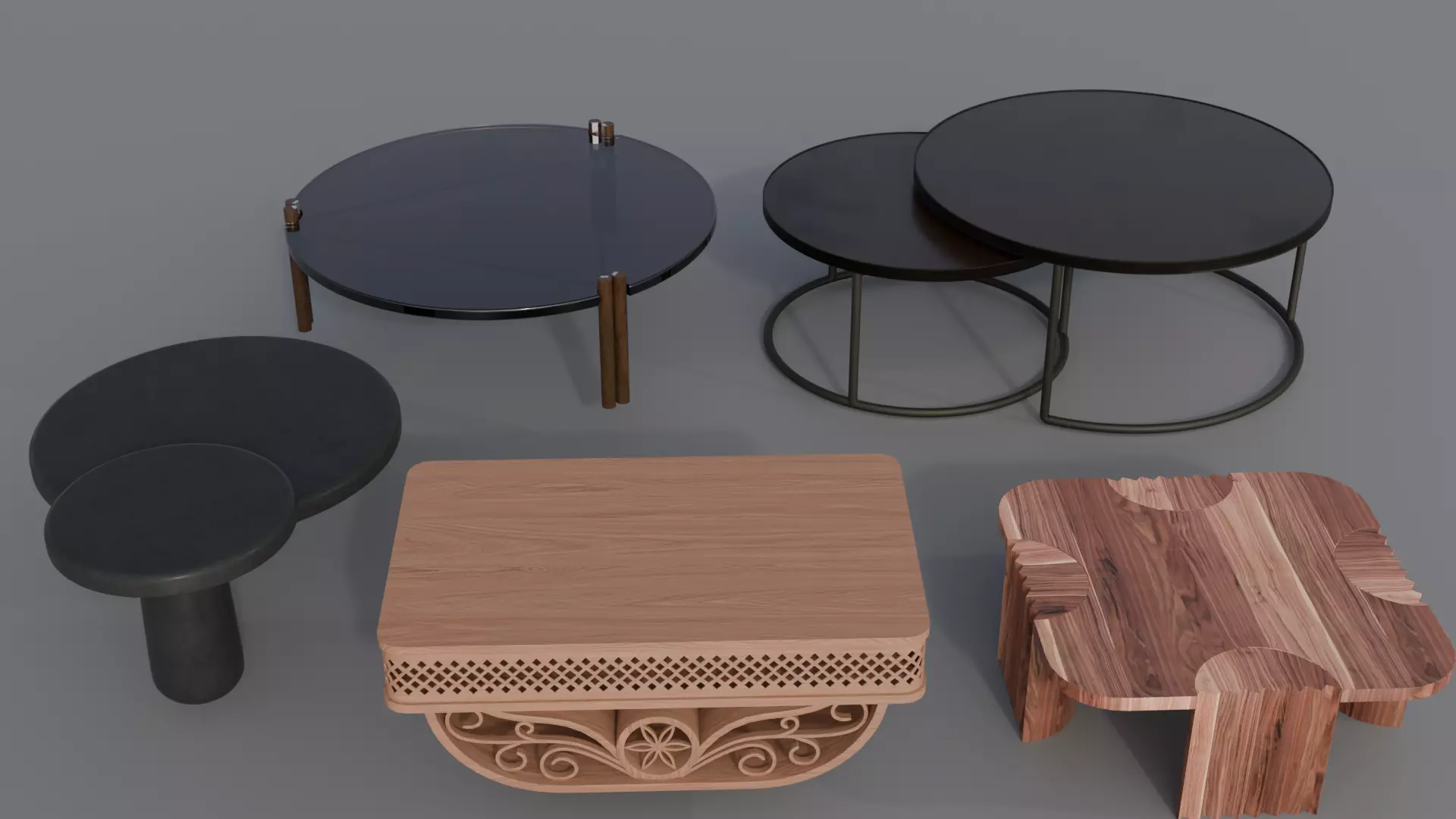 Coffee Tables Pack 3D model_0