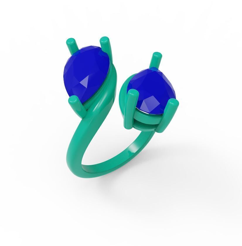 Pear  Diamond  Engagement Ring 3D print model_4