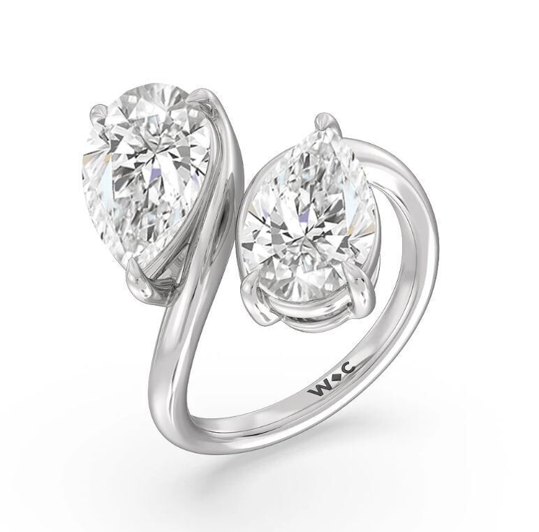 Pear  Diamond  Engagement Ring 3D print model_2
