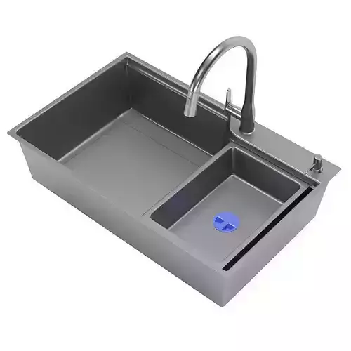 Custom gun gray nano wash steel single handmade basin sink