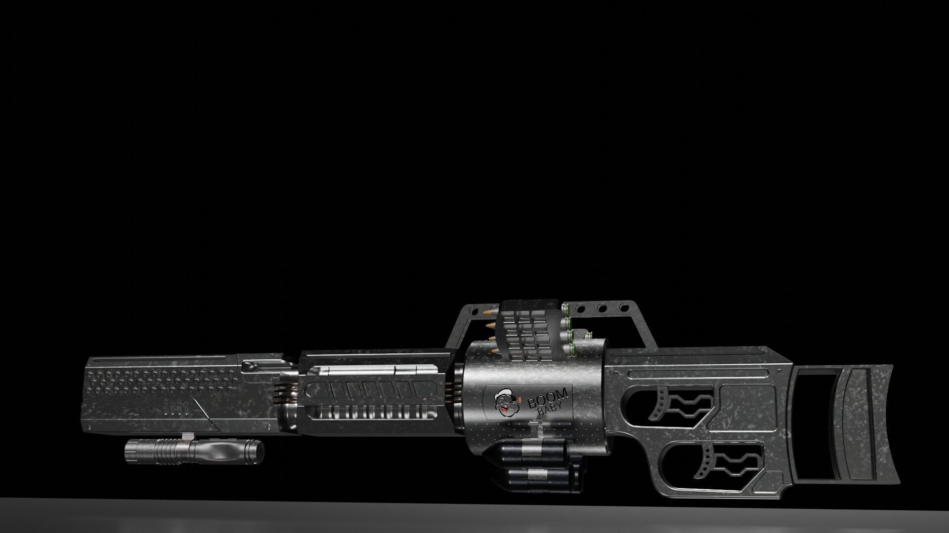 Sci-Fi Double barrel gun Low-poly 3D model_6