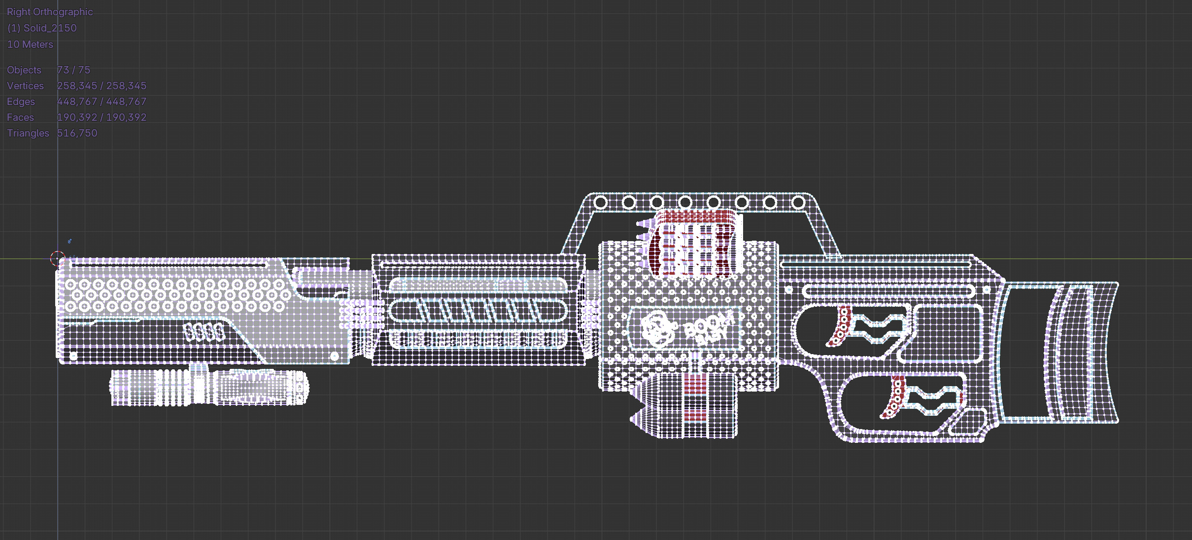 Sci-Fi Double barrel gun Low-poly 3D model_1