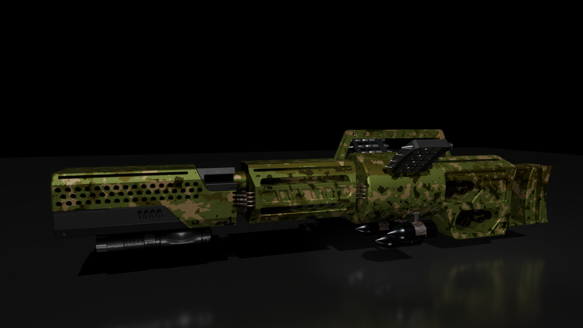 Sci-Fi Double barrel gun Low-poly 3D model_2