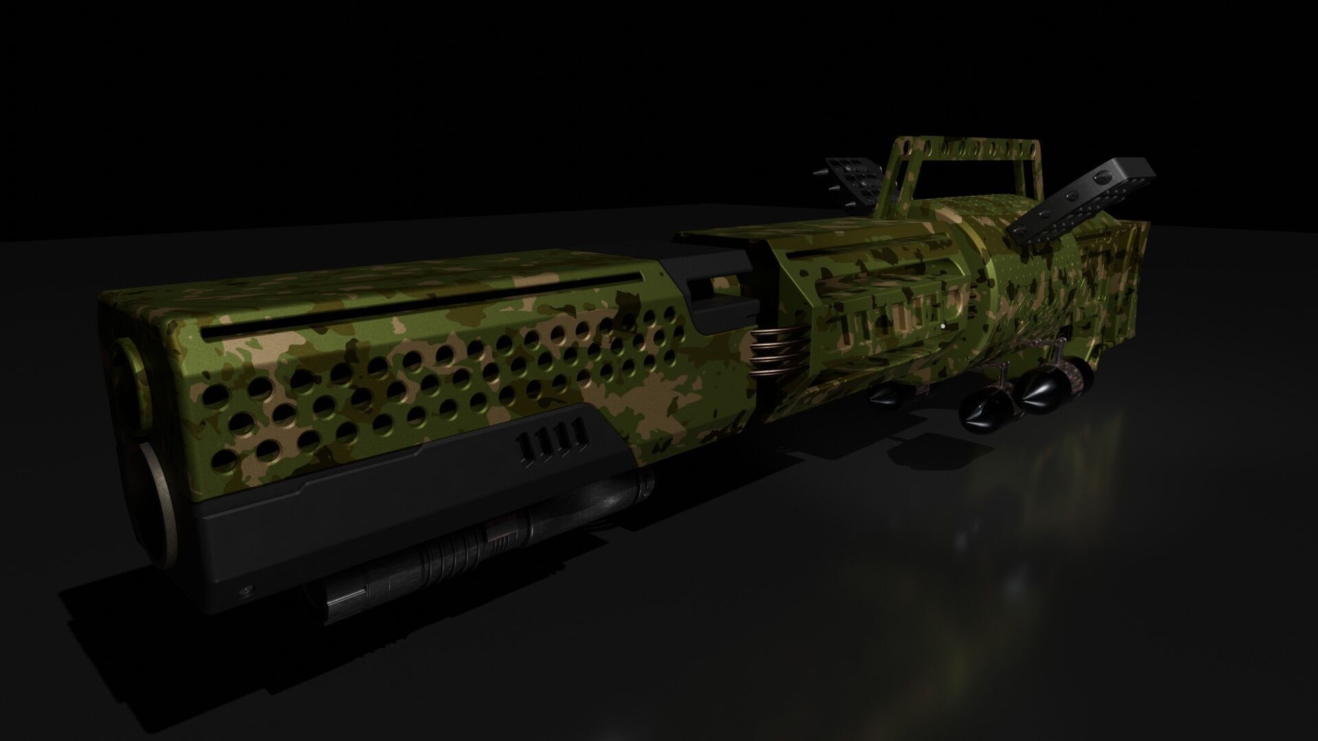 Sci-Fi Double barrel gun Low-poly 3D model_3