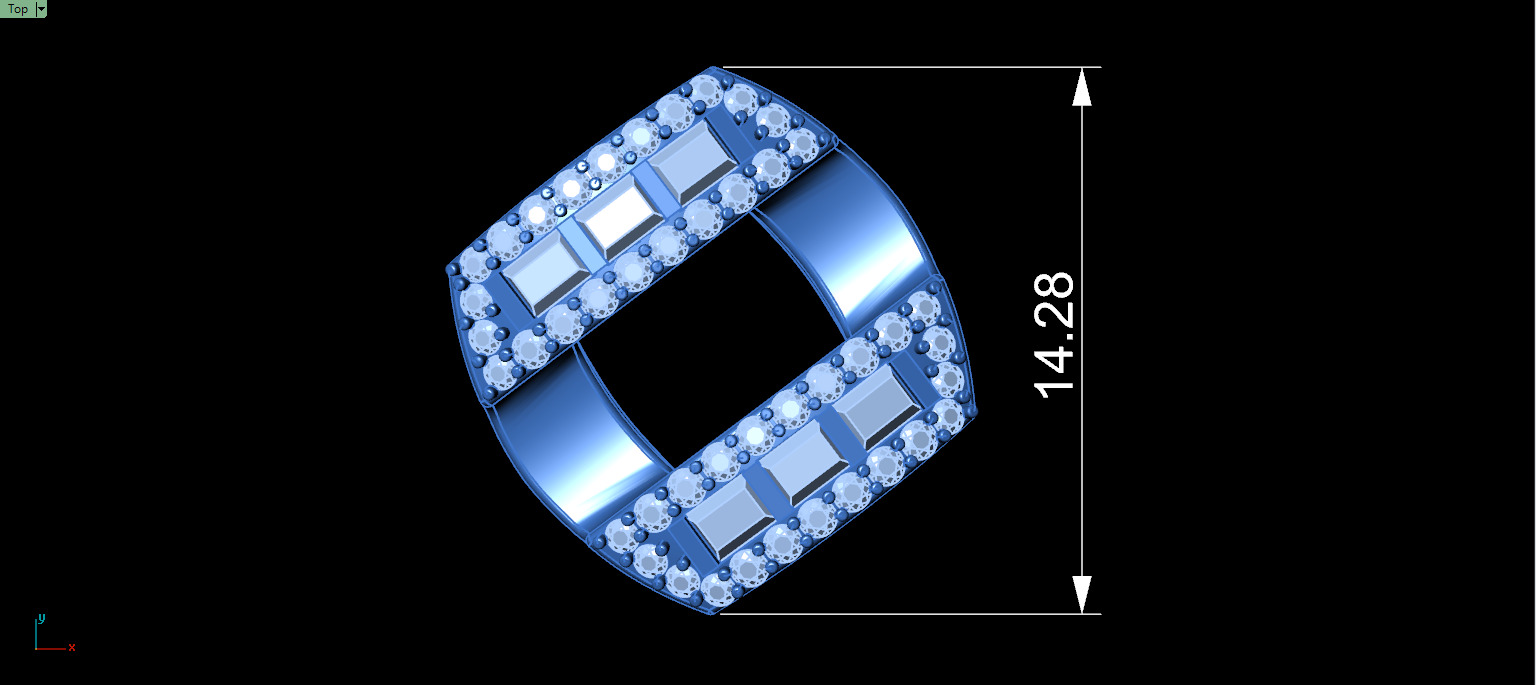 14mm BAGUETTE CUBAN LINK CHAIN FOR BRACELETS OR NECKLACE 3D print model_11